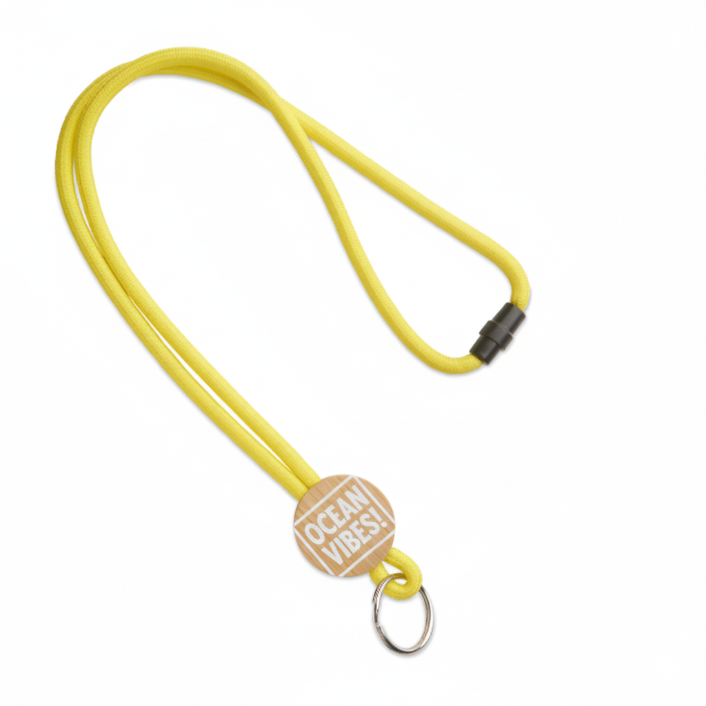 Lanyard de cordón con círculo deslizante en bambú